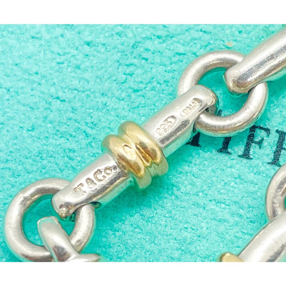 Tiffany & Co. Bar Link Bracelet 18K Yellow Gold Sterling Silver 7.25" - Picture 3 of 9